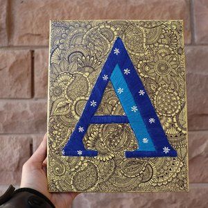 Handmade Embroidery Letter Canvas